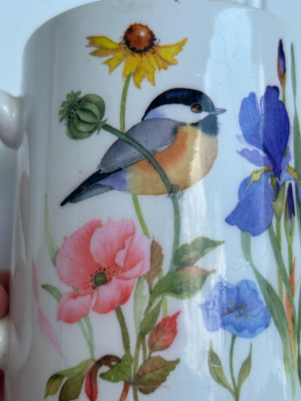 Vintage Mugs Valarie Pfeiffer Floral Bird Ceramic Coffee Cups Cottagecore  2 - Picture 10 of 10